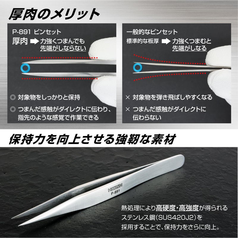 Hozan P-891 Tweezers Stainless Steel - Image 3